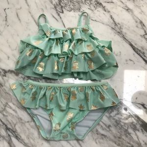 Mint green pineapple 2 piece swimsuit